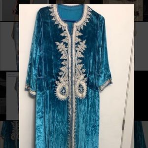 embroidered Kaftan turquoise custom handmade